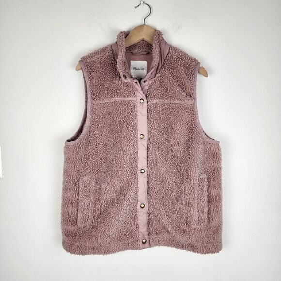Madewell Blush Sherpa Vest Faux-Shearling Vest Size XL - Picture 16 of 16